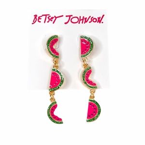 Betsey Johnson Mismatch Watermelon Earrings, Pink